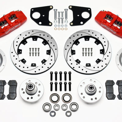 Wilwood Dynapro 6 Front Hub Kit 12.19in Drilled Red 62-72 CDP B & E Body-Drum