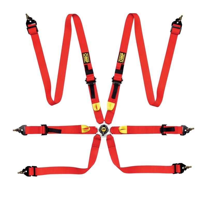 OMP Safety Harness First 2In Red (Fia 8853-2016) Pull Up - Steel Adj OMP Safety Harness First 2In Red (Fia 8853-2016) Pull Up - Steel Adj