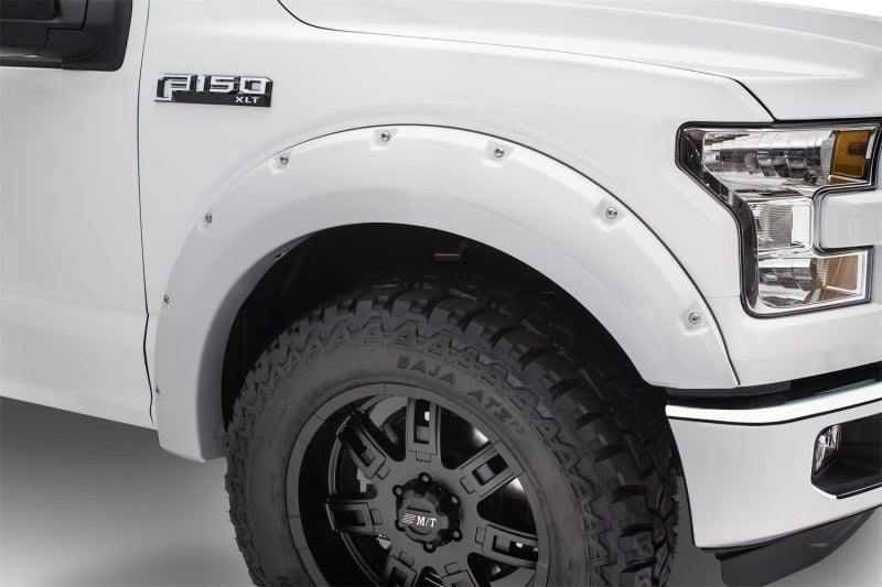 Bushwacker 16-17 Ford F-150 Styleside Pocket Style Flares 4pc 78.9/67.1/97.6in Bed - Oxford White Bushwacker 16-17 Ford F-150 Styleside Pocket Style Flares 4pc 78.9/67.1/97.6in Bed - Oxford White