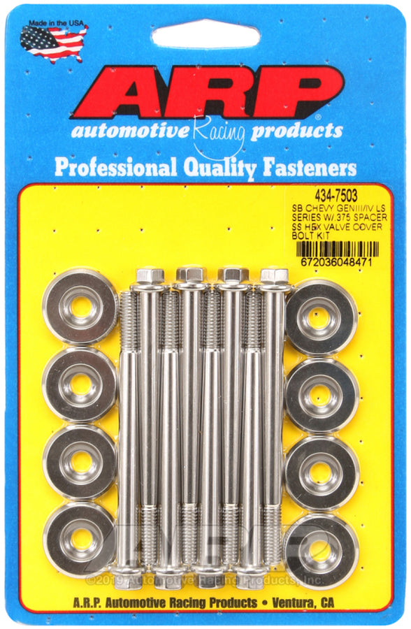 ARP SB Chevrolet Gen III/IV LS Series w/ 0.375 Spacer SS Hex Valve Cover Bolt Kit ARP SB Chevrolet Gen III/IV LS Series w/ 0.375 Spacer SS Hex Valve Cover Bolt Kit