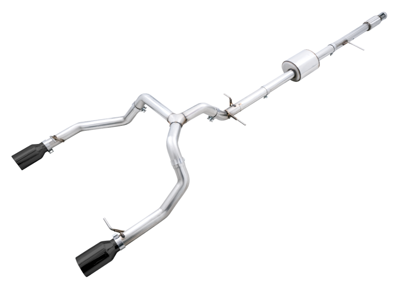 AWE Tuning 4th Gen GM 1500 5.3L 0FG Catback Split Rear Exit (Flat Bumper) - Dual Diamond Tips AWE Tuning 4th Gen GM 1500 5.3L 0FG Catback Split Rear Exit (Flat Bumper) - Dual Diamond Tips