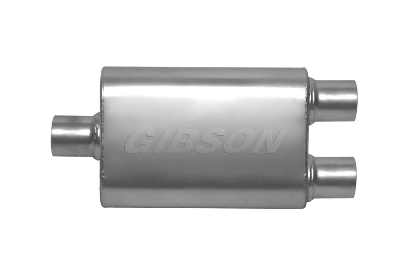 Gibson CFT Superflow Center/Dual Oval Muffler - 4x9x18in/3in Inlet/2.5in Outlet - Stainless Gibson CFT Superflow Center/Dual Oval Muffler - 4x9x18in/3in Inlet/2.5in Outlet - Stainless