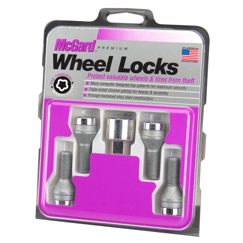 McGard Wheel Lock Bolt Set - 4pk. (Cone Seat) M14X1.25 / 17mm Hex / 27.3mm Shank Length - Chrome McGard Wheel Lock Bolt Set - 4pk. (Cone Seat) M14X1.25 / 17mm Hex / 27.3mm Shank Length - Chrome