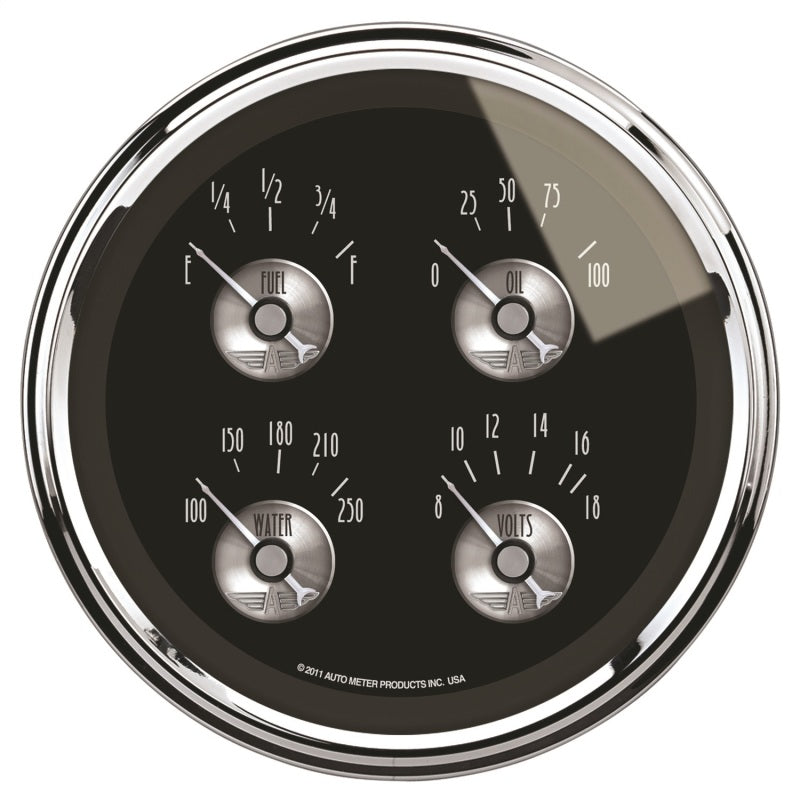 AutoMeter Gauge Quad 5in. 0 Ohm(e) to 90 Ohm(f) Elec Prestige Blk. Diamond AutoMeter Gauge Quad 5in. 0 Ohm(e) to 90 Ohm(f) Elec Prestige Blk. Diamond