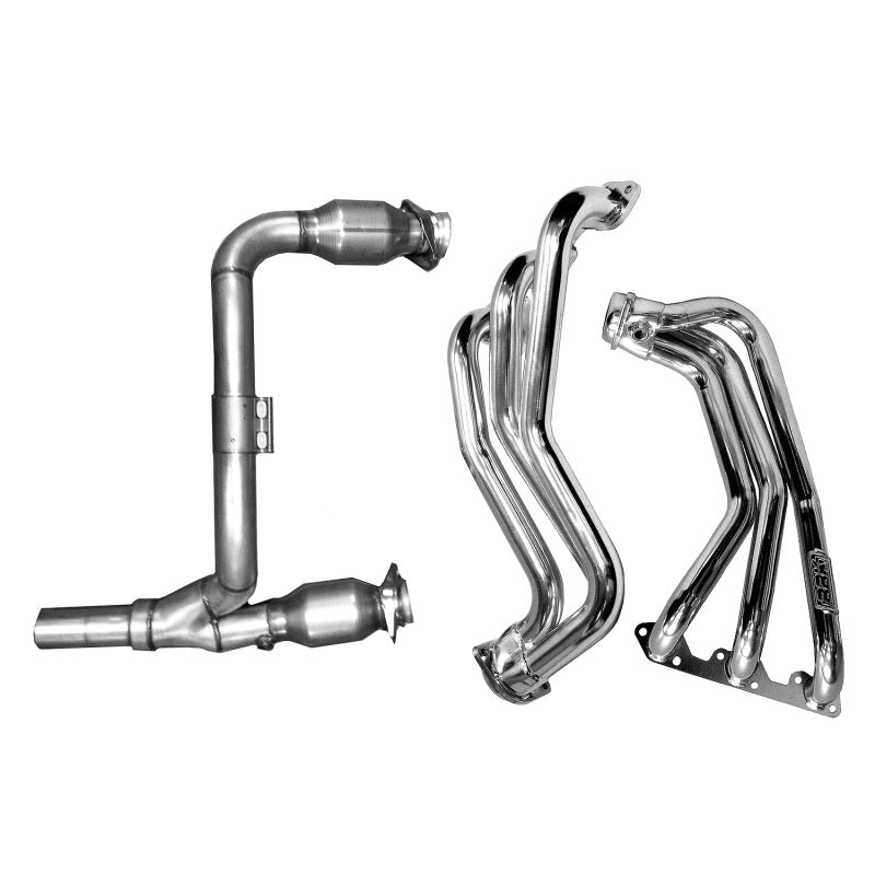 BBK 07-11 Jeep 3.8 V6 Long Tube Exhaust Headers And Y Pipe And Converters - 1-5/8 Silver Ceramic BBK 07-11 Jeep 3.8 V6 Long Tube Exhaust Headers And Y Pipe And Converters - 1-5/8 Silver Ceramic