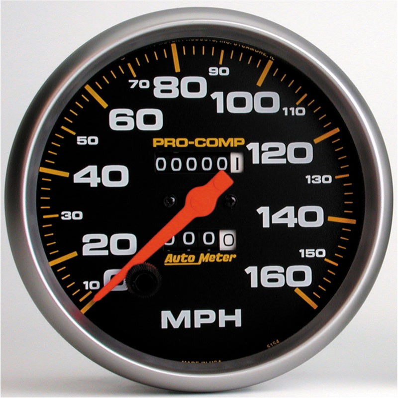 AutoMeter Gauge Speedometer 5in. 160MPH Mechanical Pro-Comp AutoMeter Gauge Speedometer 5in. 160MPH Mechanical Pro-Comp