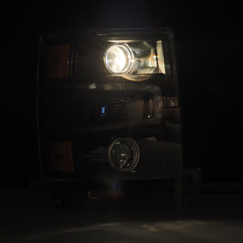 AlphaRex 14-15 Chevy 1500 PRO-Series Projector Headlights Black w/ Sequential Signal &  DRL AlphaRex 14-15 Chevy 1500 PRO-Series Projector Headlights Black w/ Sequential Signal &  DRL