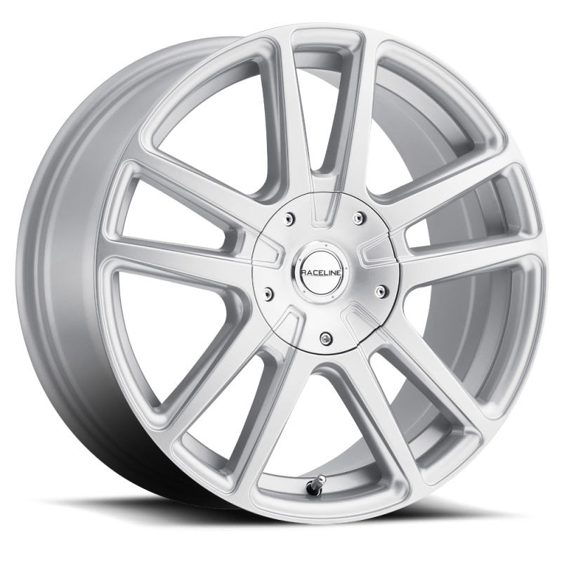 Raceline 145S Encore 18x8in / 5x114.3/5x127 BP / 40mm Offset / 72.62mm Bore - Gloss Silver Wheel Raceline 145S Encore 18x8in / 5x114.3/5x127 BP / 40mm Offset / 72.62mm Bore - Gloss Silver Wheel
