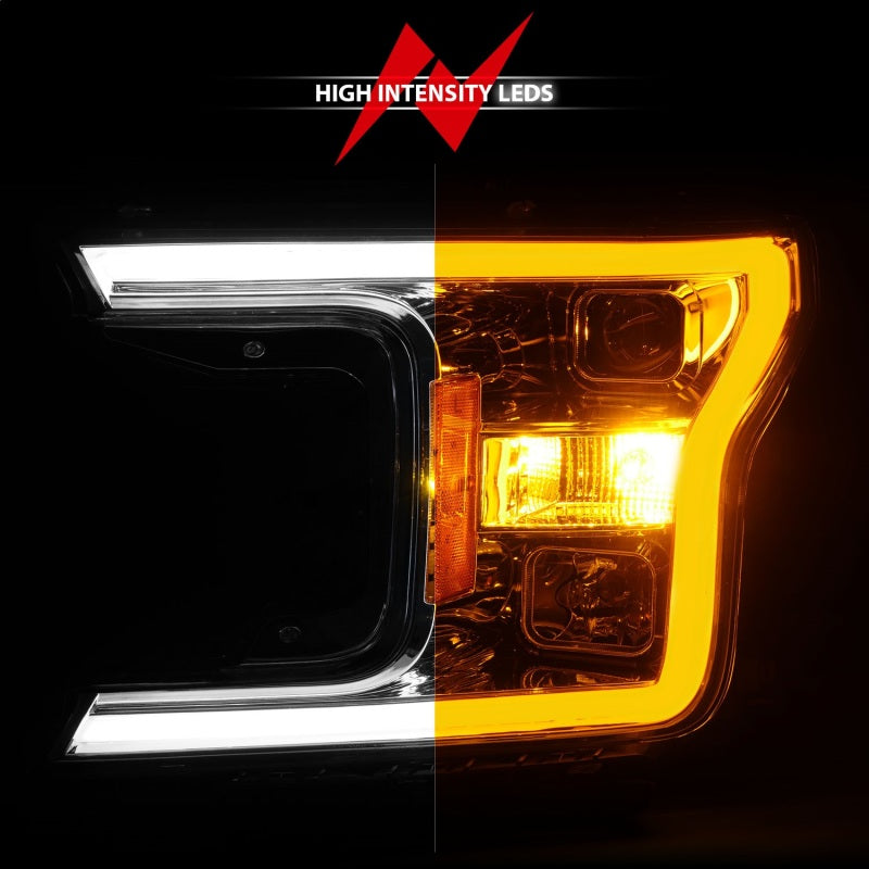 ANZO 2018-2020 Ford F-150 Projector Headlight w/Plank Style Switchback Chrome Housing ANZO 2018-2020 Ford F-150 Projector Headlight w/Plank Style Switchback Chrome Housing