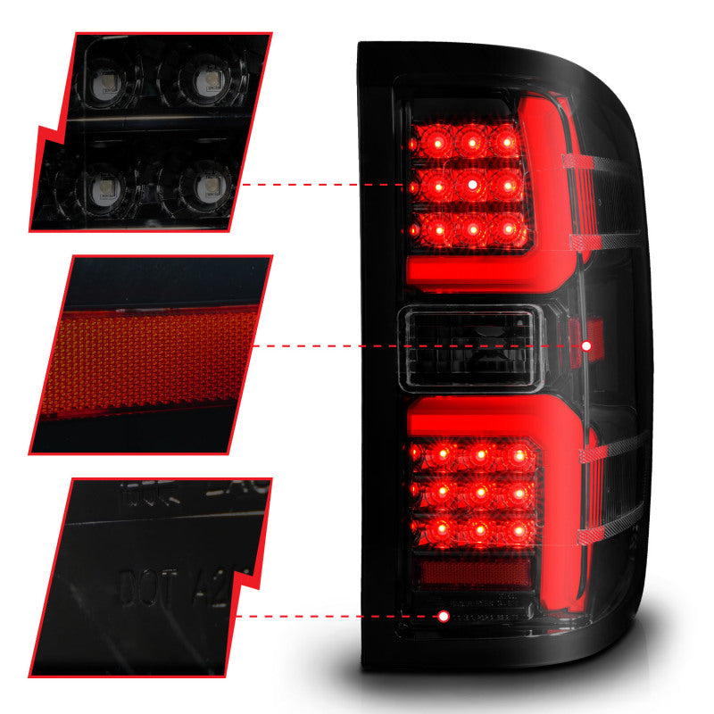 ANZO 15-19 Chevrolet Silverado 2500 HD/3500 HD LED Taillight w/ Sequential Black Housing/Smoke Lens ANZO 15-19 Chevrolet Silverado 2500 HD/3500 HD LED Taillight w/ Sequential Black Housing/Smoke Lens