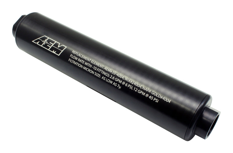AEM Universal High Flow -10 AN Inline Black Fuel Filter AEM Universal High Flow -10 AN Inline Black Fuel Filter