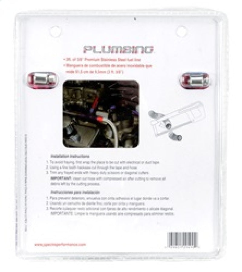 Spectre Stainless Steel Flex Fuel Line 3/8in. ID - 3ft. w/Clamps Red/Blue Spectre Stainless Steel Flex Fuel Line 3/8in. ID - 3ft. w/Clamps Red/Blue