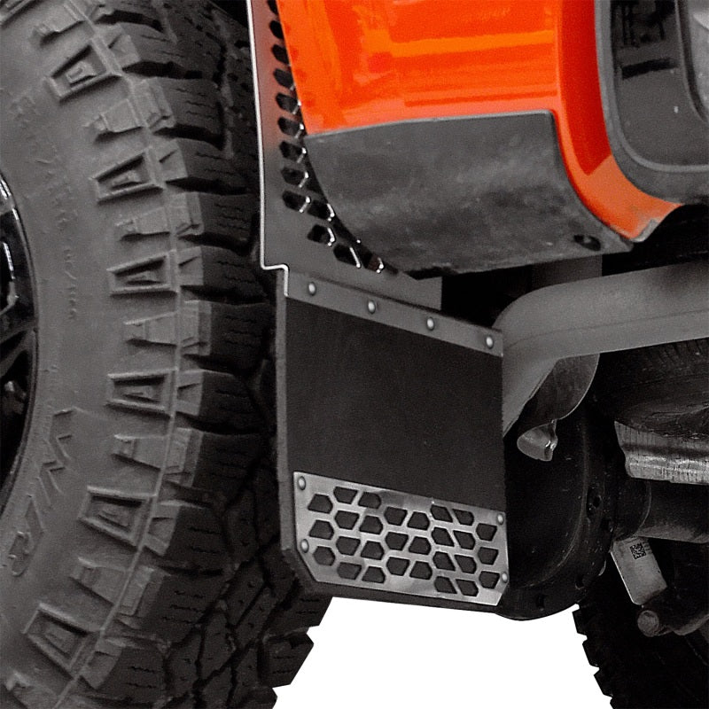 Putco 2020 Chevy Silv/Sierra HD Dually - (Rear) - Set of 2 Mud Skins - Brushed SS w/ Hex Shield Putco 2020 Chevy Silv/Sierra HD Dually - (Rear) - Set of 2 Mud Skins - Brushed SS w/ Hex Shield