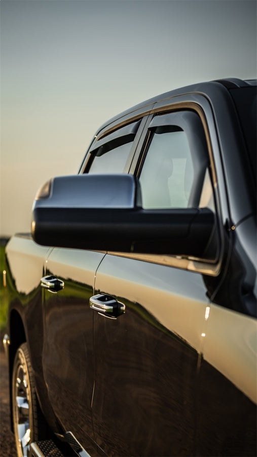EGR 2019 Dodge Ram 1500 Crew Cab Tape-On Window Visors Set of 4 - Dark Smoke EGR 2019 Dodge Ram 1500 Crew Cab Tape-On Window Visors Set of 4 - Dark Smoke