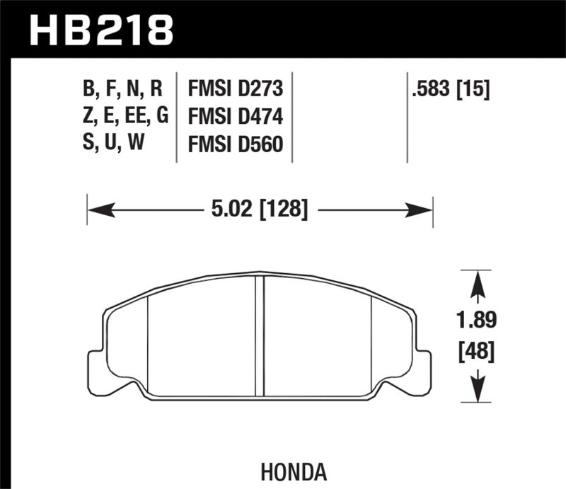 Hawk 84-85 Honda Accord / 88-00 Civic / 88-91 CRX 15mm DTC-60 Front Race Brake Pads Hawk 84-85 Honda Accord / 88-00 Civic / 88-91 CRX 15mm DTC-60 Front Race Brake Pads
