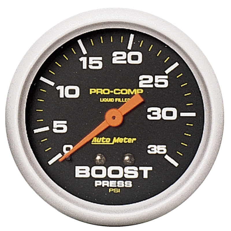 Autometer Pro-Comp 2 5/8in 0-35 PSI Liquid Filled Mech Boost Pressure Gauge Autometer Pro-Comp 2 5/8in 0-35 PSI Liquid Filled Mech Boost Pressure Gauge