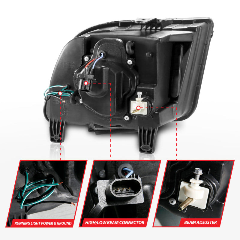 ANZO 05-09 Ford Mustang (w/Factory Halogen HL Only) Projector Headlights w/Light Bar Chrome Housing ANZO 05-09 Ford Mustang (w/Factory Halogen HL Only) Projector Headlights w/Light Bar Chrome Housing