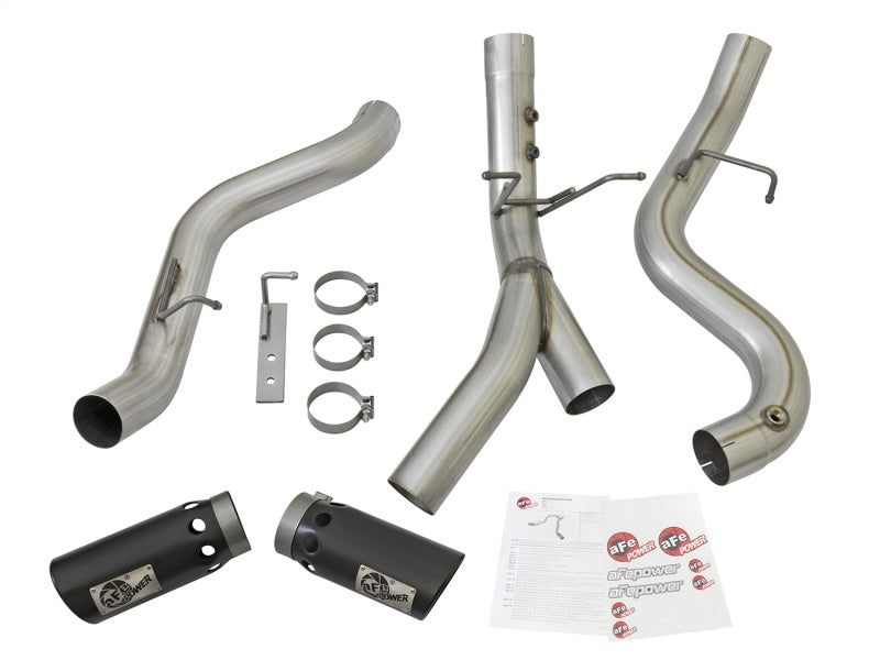 aFe ATLAS 4in DPF-Back Alum Steel Exhaust System w/Dual Exit Black Tip 2017 GM Duramax 6.6L (td) aFe ATLAS 4in DPF-Back Alum Steel Exhaust System w/Dual Exit Black Tip 2017 GM Duramax 6.6L (td)