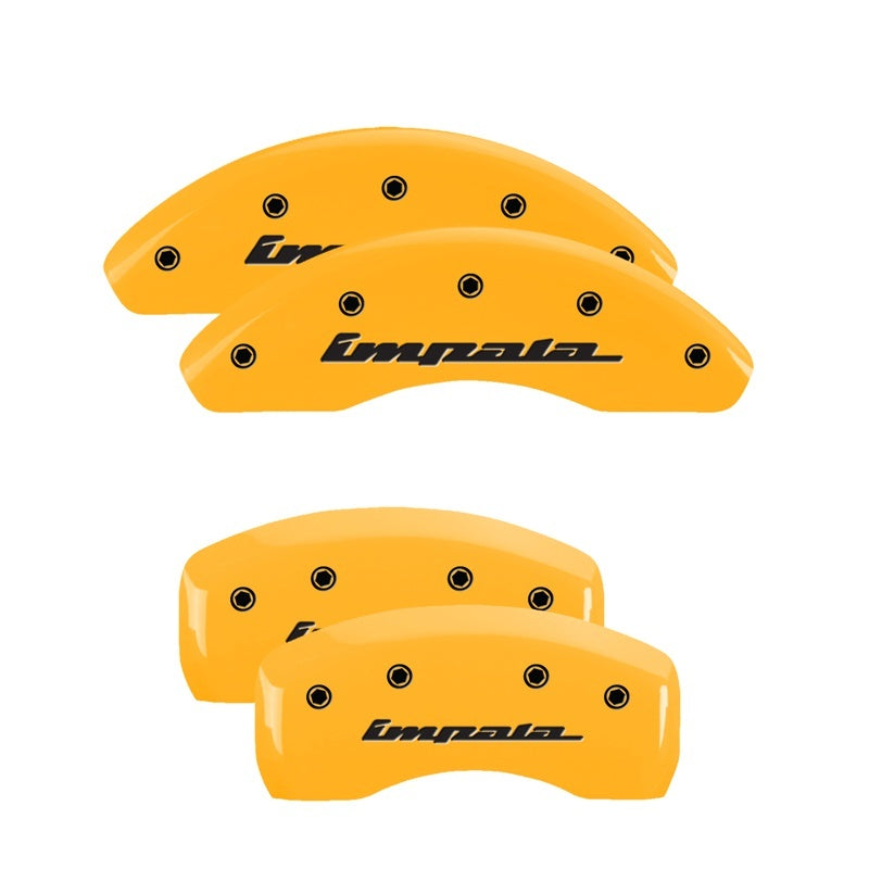 MGP 4 Caliper Covers Engraved Front & Rear Impala Yellow Finish Black Char 2002 Chevrolet Impala MGP 4 Caliper Covers Engraved Front & Rear Impala Yellow Finish Black Char 2002 Chevrolet Impala