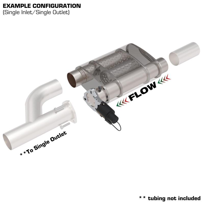 QTP 3in Weld-On Reverse 304SS Screamer Muffler Short Case w/Bolt-On QTEC Electric Cutout QTP 3in Weld-On Reverse 304SS Screamer Muffler Short Case w/Bolt-On QTEC Electric Cutout