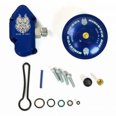 Sinister Diesel 03-07 Ford Powerstroke 6.0L Blue Spring Kit w/ Billet Spring Housing/Fuel Filter Cap