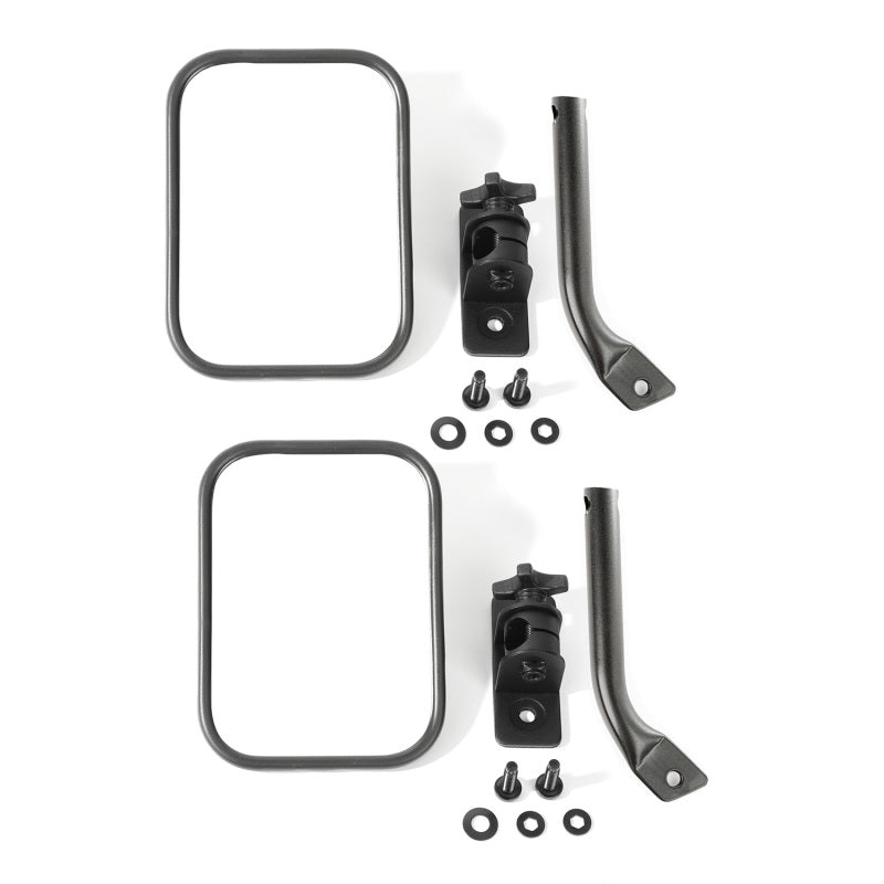 Rugged Ridge 97-18 Jeep Wrangler Textured Black Rectangular Stubby Trail Mirror Kit Rugged Ridge 97-18 Jeep Wrangler Textured Black Rectangular Stubby Trail Mirror Kit