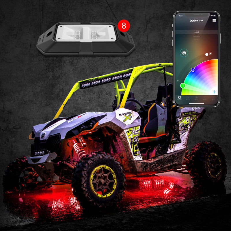 XK Glow Rock Light w/ XKchrome App Controlled Bluetooth Advanced Kit 8pc RGB 6W XK Glow Rock Light w/ XKchrome App Controlled Bluetooth Advanced Kit 8pc RGB 6W