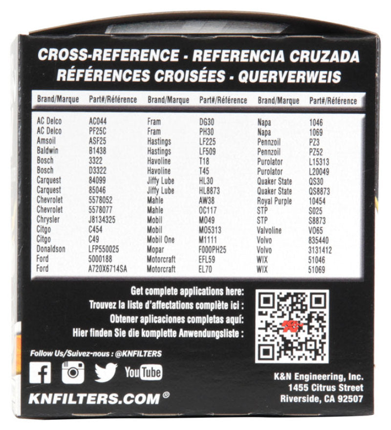 K&N Oil Filter OIL FILTER; AUTOMOTIVE K&N Oil Filter OIL FILTER; AUTOMOTIVE