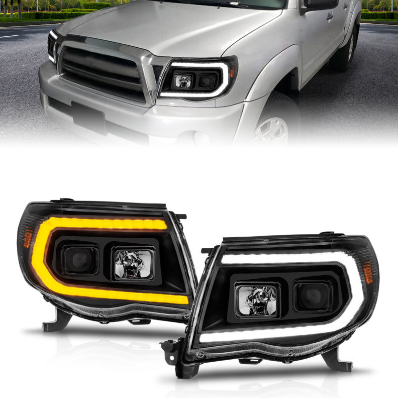 ANZO 05-11 Toyota Tacoma Projector Headlights w/Light Bar Switchback Black Housing ANZO 05-11 Toyota Tacoma Projector Headlights w/Light Bar Switchback Black Housing