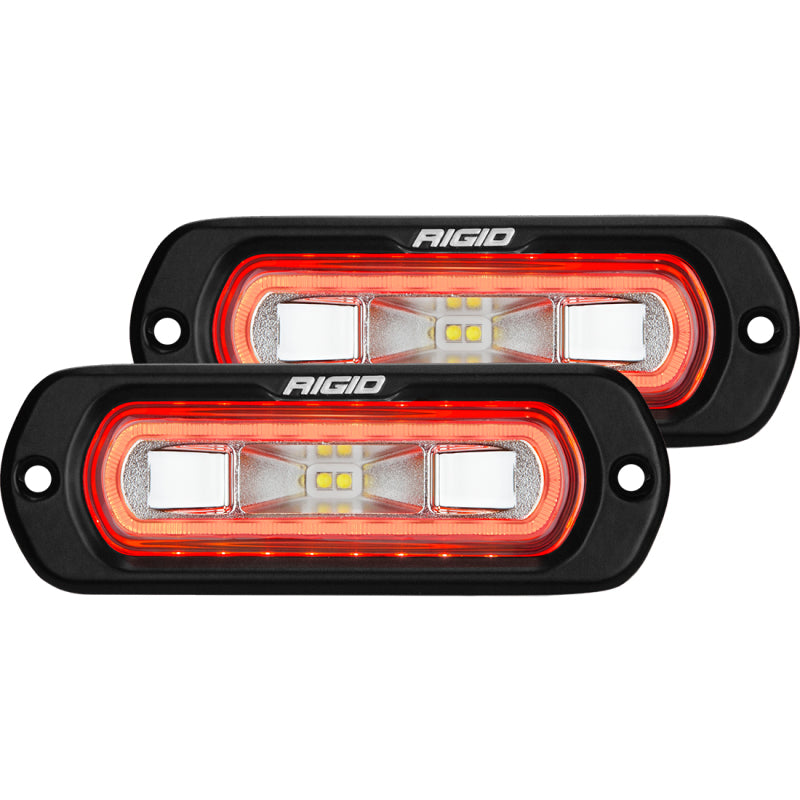 Rigid Industries SR-L Series Flush Mount LED Spreader Pair w/ Red Halo - Universal Rigid Industries SR-L Series Flush Mount LED Spreader Pair w/ Red Halo - Universal