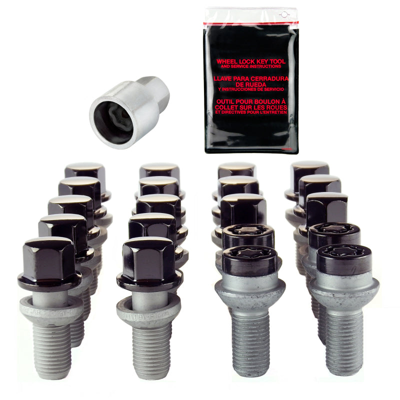 McGard 5 Lug Hex Install Kit w/Locks (Radius Seat Bolt) M14X1.5 / 17mm Hex / 27.5mm Shank L. - Black McGard 5 Lug Hex Install Kit w/Locks (Radius Seat Bolt) M14X1.5 / 17mm Hex / 27.5mm Shank L. - Black