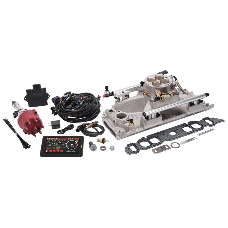 Edelbrock Pro Flo 4 Fuel Injection Kit Sequential Port BBC Oval 625 Max HP 35 LbHr Injectors Satin Edelbrock Pro Flo 4 Fuel Injection Kit Sequential Port BBC Oval 625 Max HP 35 LbHr Injectors Satin