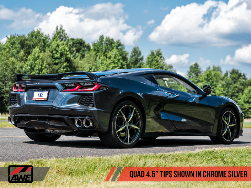 AWE Tuning 2020 Chevrolet Corvette (C8) Track Edition Exhaust - Quad Chrome Silver Tips AWE Tuning 2020 Chevrolet Corvette (C8) Track Edition Exhaust - Quad Chrome Silver Tips