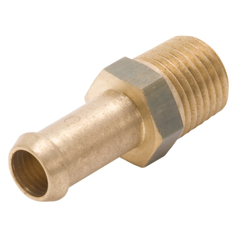 Edelbrock Fitting 1/4-18 NPT X 3/8In Single Barb Brass Edelbrock Fitting 1/4-18 NPT X 3/8In Single Barb Brass