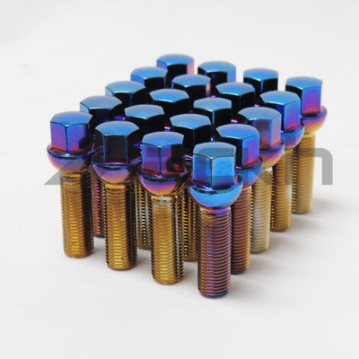 Wheel Mate Mevius Lug Bolt Set of 20 - Blue Neon 12x1.50 27mm Ball 14mm RAD