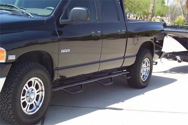 N-Fab Nerf Step 02-08 Dodge Ram 1500/2500/3500 Quad Cab 6.4ft Bed - Gloss Black - Bed Access - 3in N-Fab Nerf Step 02-08 Dodge Ram 1500/2500/3500 Quad Cab 6.4ft Bed - Gloss Black - Bed Access - 3in