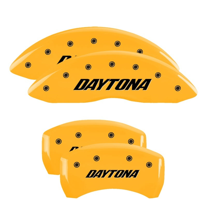 MGP 4 Caliper Covers Engraved Front & Rear Daytona Yellow finish black ch MGP 4 Caliper Covers Engraved Front & Rear Daytona Yellow finish black ch