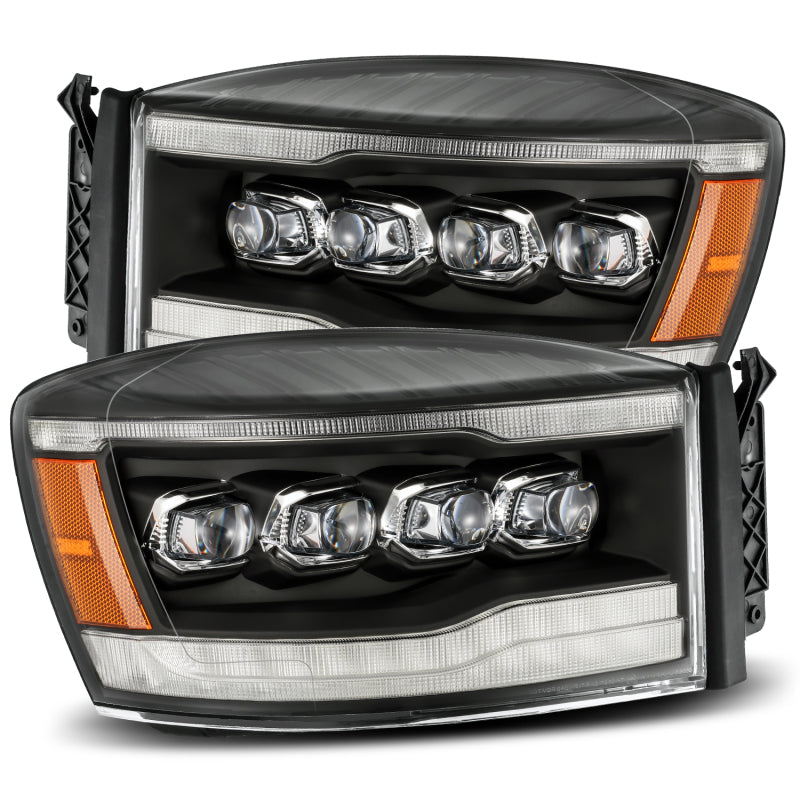 AlphaRex 06-08 Dodge Ram 1500HD NOVA LED ProjHeadlights Plank Style Blk w/Seq Signal/DRL/Amber LED AlphaRex 06-08 Dodge Ram 1500HD NOVA LED ProjHeadlights Plank Style Blk w/Seq Signal/DRL/Amber LED