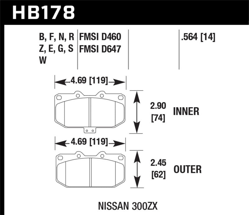 Hawk 90-96 Nissan 300ZX 3.0L 2+2 Front ER-1 Brake Pads Hawk 90-96 Nissan 300ZX 3.0L 2+2 Front ER-1 Brake Pads