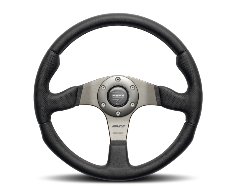 Momo Race Steering Wheel 350 mm - Black Leather/Anth Spokes Momo Race Steering Wheel 350 mm - Black Leather/Anth Spokes