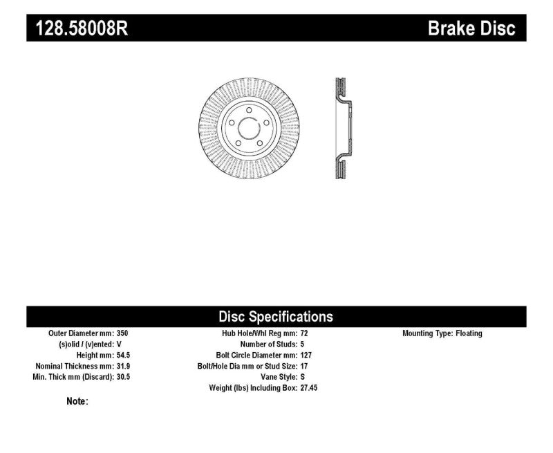 StopTech Drilled Sport Brake Rotor 11-17 Jeep Grand Cherokee (Exluding SRT8) StopTech Drilled Sport Brake Rotor 11-17 Jeep Grand Cherokee (Exluding SRT8)
