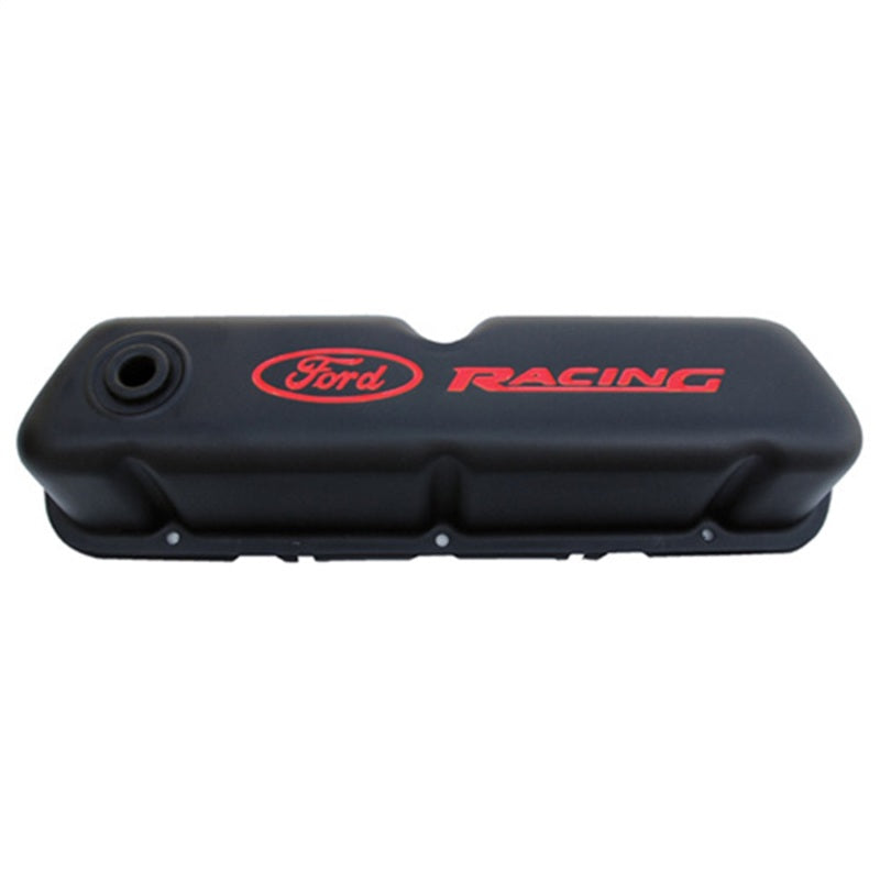 Ford Racing  Logo Stamped Steel Black Satin Valve Covers Black Crinkle Ford Racing  Logo Stamped Steel Black Satin Valve Covers Black Crinkle