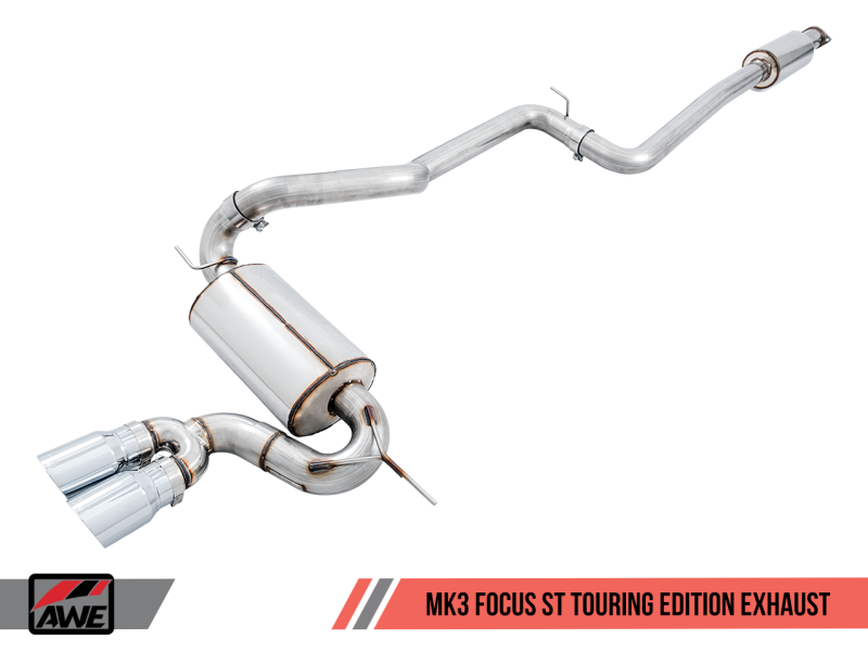 AWE Tuning Ford Focus ST Touring Edition Cat-back Exhaust - Resonated - Chrome Silver Tips AWE Tuning Ford Focus ST Touring Edition Cat-back Exhaust - Resonated - Chrome Silver Tips