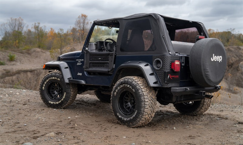 Rampage 97-06 Jeep Wrangler TJ Frameless Trail Soft Top Kit - Black Diamond Rampage 97-06 Jeep Wrangler TJ Frameless Trail Soft Top Kit - Black Diamond