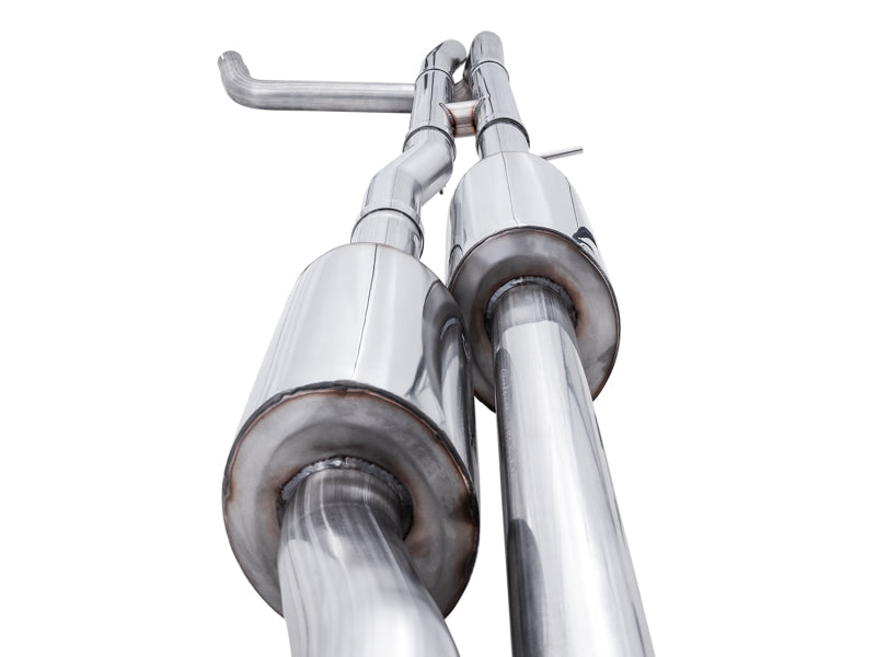 AWE Tuning 4th Gen GM 1500 6.2L 0FG Catback Split Rear Exit (w/ Bumper Cutouts) - Quad Chrome Tips AWE Tuning 4th Gen GM 1500 6.2L 0FG Catback Split Rear Exit (w/ Bumper Cutouts) - Quad Chrome Tips