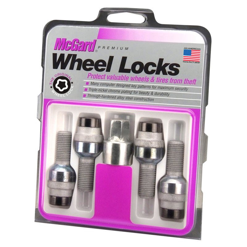 McGard Wheel Lock Bolt Set - 4pk. (Radius Seat) M14X1.5 / 17mm Hex / 28.2mm Shank Length - Black McGard Wheel Lock Bolt Set - 4pk. (Radius Seat) M14X1.5 / 17mm Hex / 28.2mm Shank Length - Black