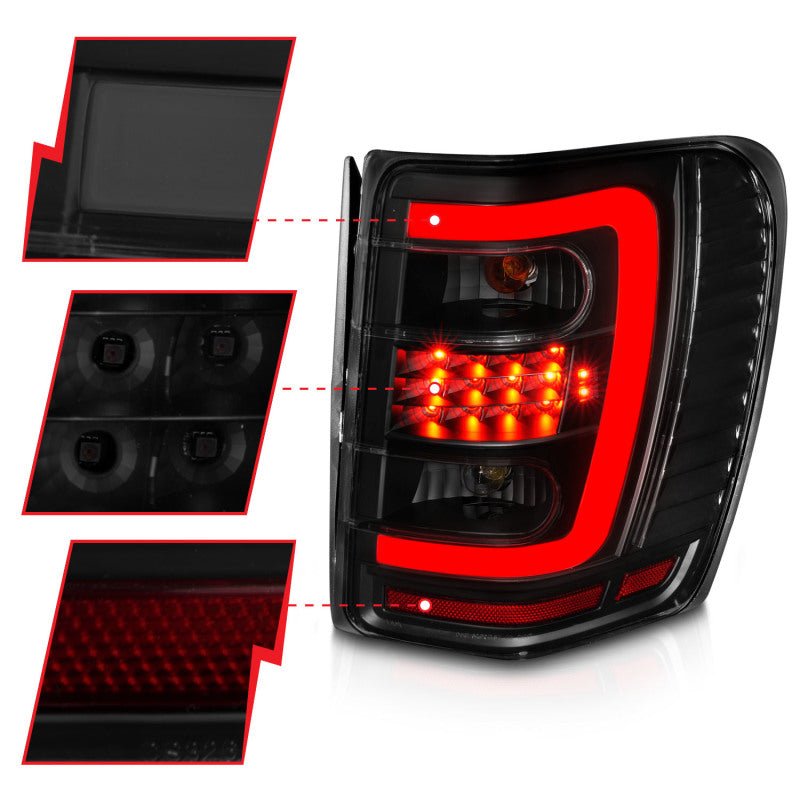 ANZO 1999-2004 Jeep Grand Cherokee LED Tail Lights w/ Light Bar Black Housing Smoke Lens ANZO 1999-2004 Jeep Grand Cherokee LED Tail Lights w/ Light Bar Black Housing Smoke Lens