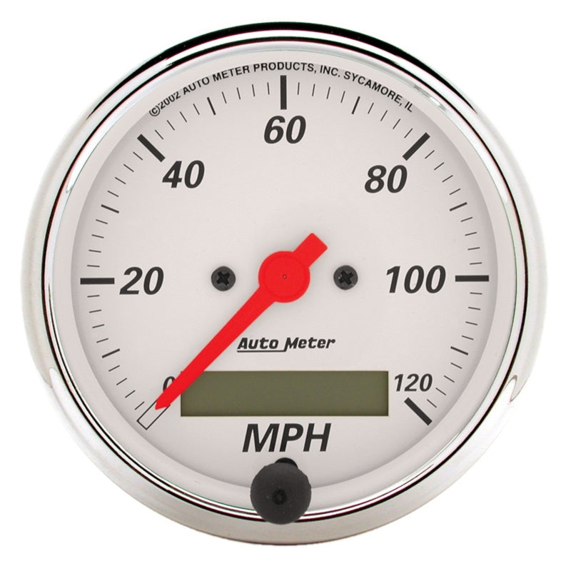 Autometer Arctic White 3 1/8in 120 mph electric Speedometer Programmable w/ LCD Autometer Arctic White 3 1/8in 120 mph electric Speedometer Programmable w/ LCD