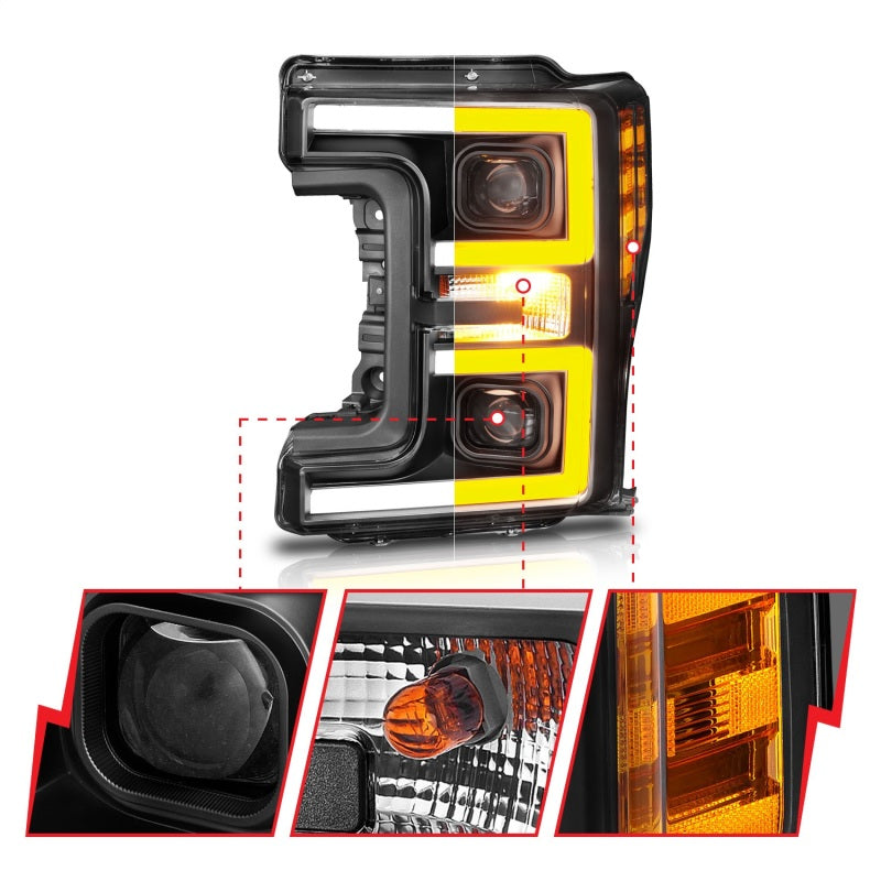ANZO LED Headlights 17-18 Ford F-250 Super Duty Plank-Style L.E.D. Headlight Black (Pair) ANZO LED Headlights 17-18 Ford F-250 Super Duty Plank-Style L.E.D. Headlight Black (Pair)