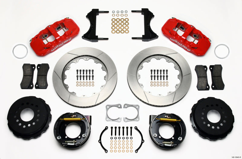 Wilwood AERO4 Rear P-Brake Kit 14.00in Red Chevy 12 Bolt-Spec 3.15in Brng Wilwood AERO4 Rear P-Brake Kit 14.00in Red Chevy 12 Bolt-Spec 3.15in Brng